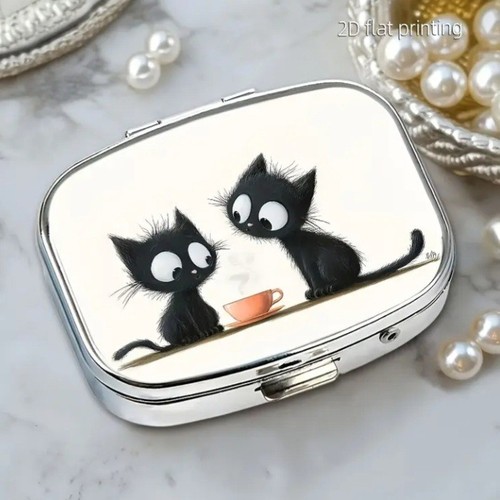 Metal pill tin trinket - metal, box