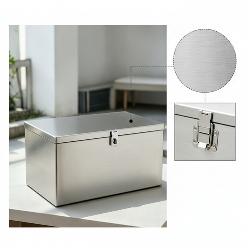 Stainless metal box with lid - metal,