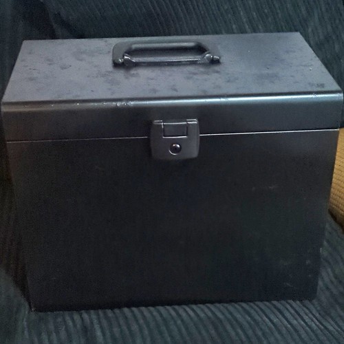 Large black metal tool box - metal,